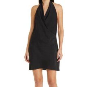 NWT Charles Henry Halter Neck Minidress in Black